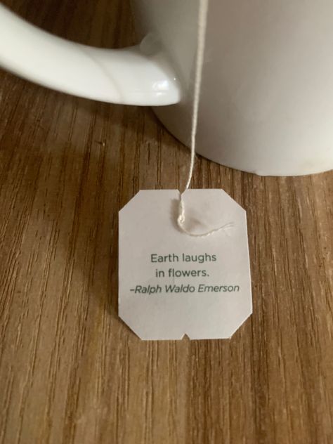 The Earth laughs in flowers quote label tea Tea Bag Label, Teabag Quotes, Tea Bag Quotes, Healthy Girl Lifestyle, Cottagecore Tea, Cherry Flavoured, Leaf Quotes, Tom Hardy Legend, Unsaid Words