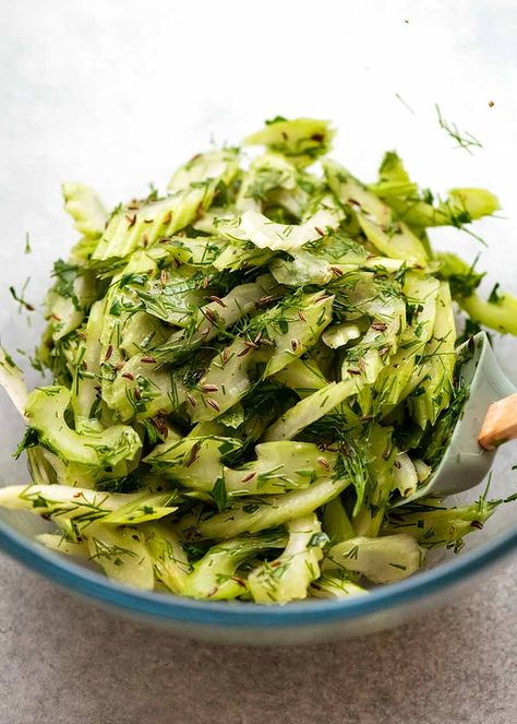 Celery Salad in a bowl, ready to be served Leftover Celery, Celery Recipes, Celery Salad, Holiday Salads, Recipetin Eats, Recipe Tin, Side Salad, Delicious Salads, Quick Recipes