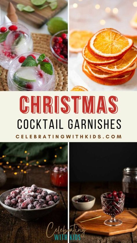 Looking to impress your holiday guests? Try out these creative Christmas cocktail garnishes for a festive beverage twist! Cute Garnishes For Drinks, Cocktail Accessories Drinks, Cocktail With Garnish, Christmas Cocktail Presentation, Christmas Drink Garnish Ideas, Christmas Cocktail Station, Fancy Cocktail Garnish, Holiday Drink Garnish, Christmas Cocktail Garnish Ideas