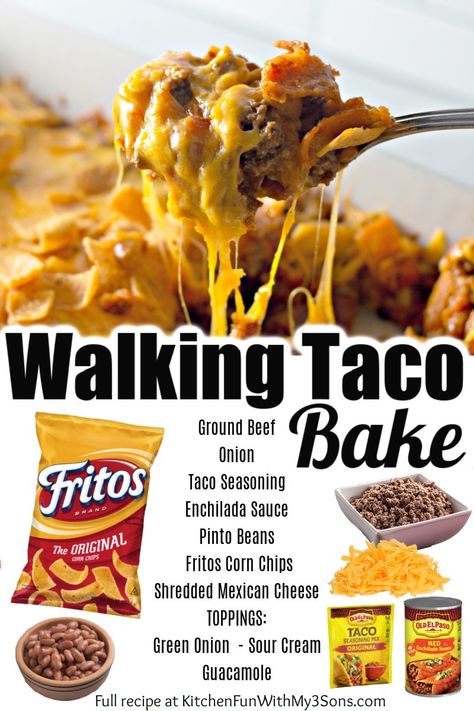 Easy Frito Pie, Walking Taco Bake, Beef With Onions, Frito Pie Recipe, Walking Taco, Southern Thanksgiving, Frito Pie, Taco Bake, Traditional Thanksgiving