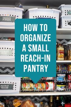 How to organize a small reach-in pantry and take advantage of every inch of available storage space. These pantry organization ideas are simple, pretty, and easy to maintain. Small Pantry Closet, Closet On A Budget, Pantry Closet Organization, Pantry Organization Hacks, Tiny Pantry, Small Kitchen Pantry, Deep Pantry, Small Pantry Organization, Organized Pantry