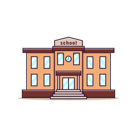 School Drawing Building Aesthetic, School Building Drawing Ideas, School Building Animation, School Cartoon Aesthetic, Illustration Art Building, School Aesthetic Cartoon, School Cartoon Building, School Vector Illustration, School Illustration Building