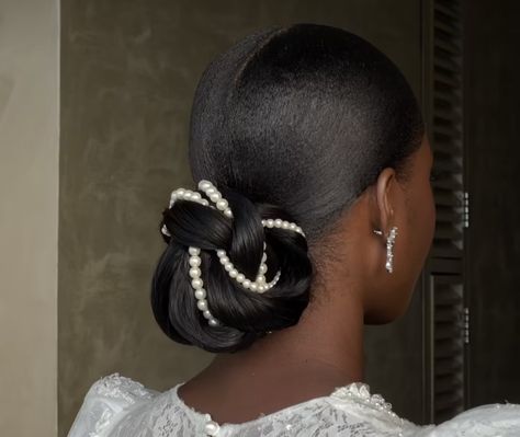 Wedding Hairstyles 4c Hair, Mid Bun Bridal Hair, Wedding Hairstyles Black Women Natural, Bride Low Ponytail, Black Woman Updo Hairstyles, Black Hairstyles Wedding, Low Bun Wedding Hair Black Women, Bridal Updo Black Women, Natural Hair Styles For Wedding