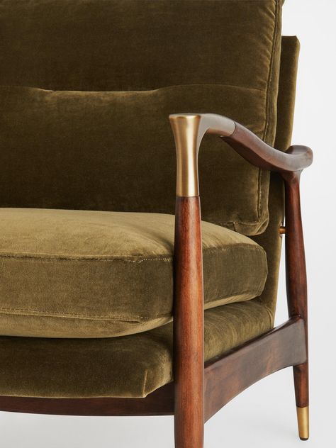 Theodore Armchair, Velvet Olive - Soho Home Olive Green Velvet Chair, Olive Armchair, Green Velvet Armchair, Vintage Armchair, Soho Home, Dream Furniture, House Bedrooms, Living Room And Dining Room, Soho House