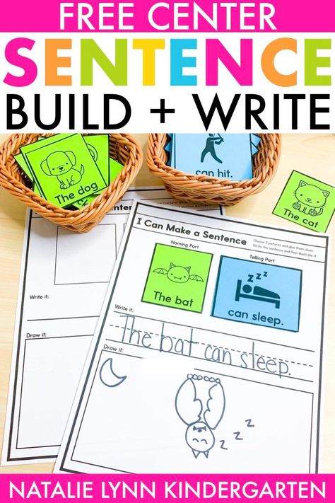 Year 1 Sentence Writing Activities, Letter Writing Center, 1st Grade Word Work Centers, Language And Literacy Activity Kindergarten, 1st Grade Writing Center Ideas, Reading And Writing Centers, Sentence Centers Kindergarten, Sped Writing Activities, Writing A Sentence Kindergarten