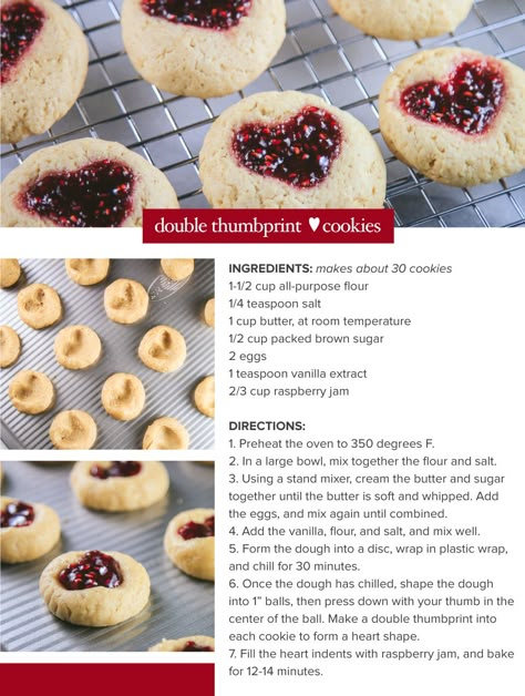 Double Thumbprint Heart Cookies Cookies Jam Heart, Strawberry Heart Cookies Recipe, Jelly Heart Cookies Recipe, Heart Biscuits Recipe, Heart Jelly Cookies Recipe, How To Make Heart Cookies, Heart Shape Cookies Recipe, Heart Shaped Thumbprint Cookies, Pinterest Heart Cookies Recipe