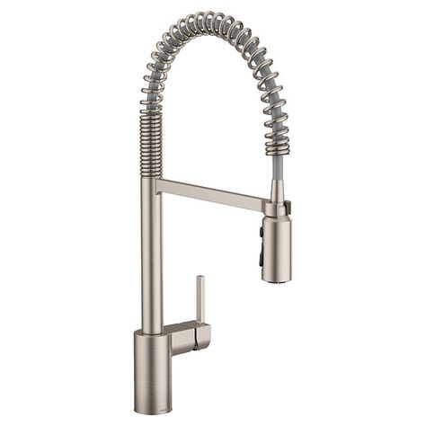 Align Spot Resist Stainless One-Handle Pre-Rinse Spring Pulldown Kitchen Faucet -- 5923SRS -- Moen Kitchen Design 2023, Moen Align, Galley Kitchen Ideas, Single Hole Kitchen Faucet, Smart Faucet, Kitchen Suite, Prairie Rose, Galley Kitchens, Pull Out Kitchen Faucet