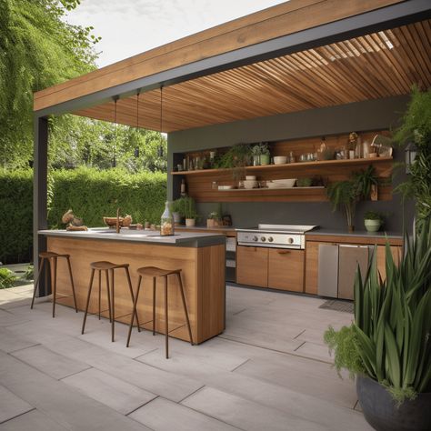 Cuisine d'été extérieure : 21 idées pour s'inspirer ! Cover Patio Ideas, Backyard Covered Patio Ideas, Backyard Cover, Backyard Wedding Decor, Wedding Ideas Backyard, Covered Outdoor Kitchens, Covered Patio Ideas, Patio Ideas Backyard, Rustic Outdoor Kitchens