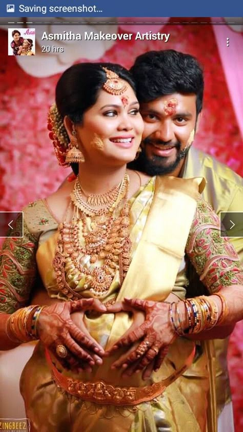 Seemantham Poses With Husband, Valakappu Photos, Valaikappu Photoshoot, Baby Shower Poses Indian, Seemantham Photo Poses, Sreemantham Poses, Baby Shower Photography Poses Indian, Indian Baby Shower Photoshoot Ideas, Srimantham Photoshoot