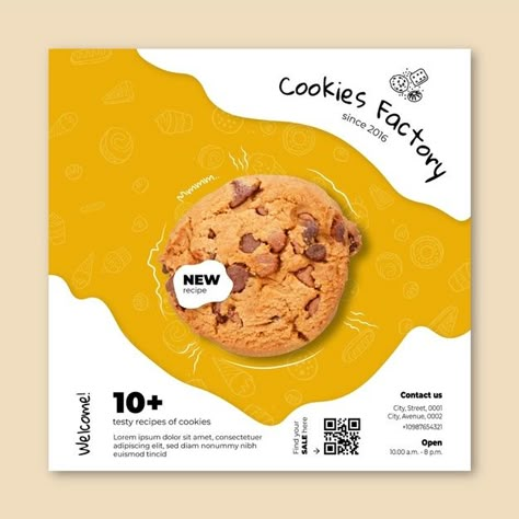 Cookies flyer square template | Free Vector #Freepik #freevector #flyer #food #bakery #square Logo Dessert, Design Cibo, Cookies Branding, Square Template, Poster Template Design, Food Banner, Recipe Template, Food Graphic Design, Food Poster Design