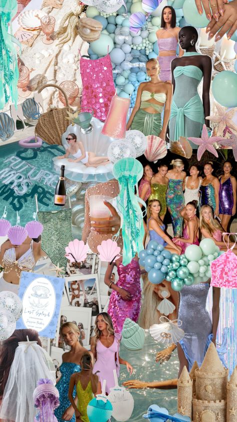 Mermaids + Matrimony 🧜‍♀️🐚✨ #bachelorette #bridalshower #bachelorettetrip #mermaidsmatrimony #mermaidbach #bachtrip #bachtheme #bachelorettetrip #beachbach #mermaidsandmatrimony #lastsplash Summer Bachelorette Party Themes, Bachelorette Outfit Themes, Cruise Bachelorette Party, Summer Bachelorette Party, Brunch Party Decorations, Mermaid Bachelorette, Mexico Bachelorette, Bachelorette Inspo, Bridal Theme