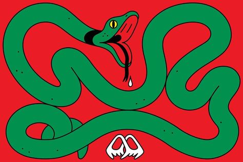 Arne Bellstorf on Instagram: “„The FAANGs lose their bite“ 🐍Illustration for @businessweek AD @lee.holland.wilson” Snake Red, Snake Illustration, Snake Charmer, Green Snake, Graphic Tshirt Design, Snake Design, Retail Logos, Holland, Tshirt Designs