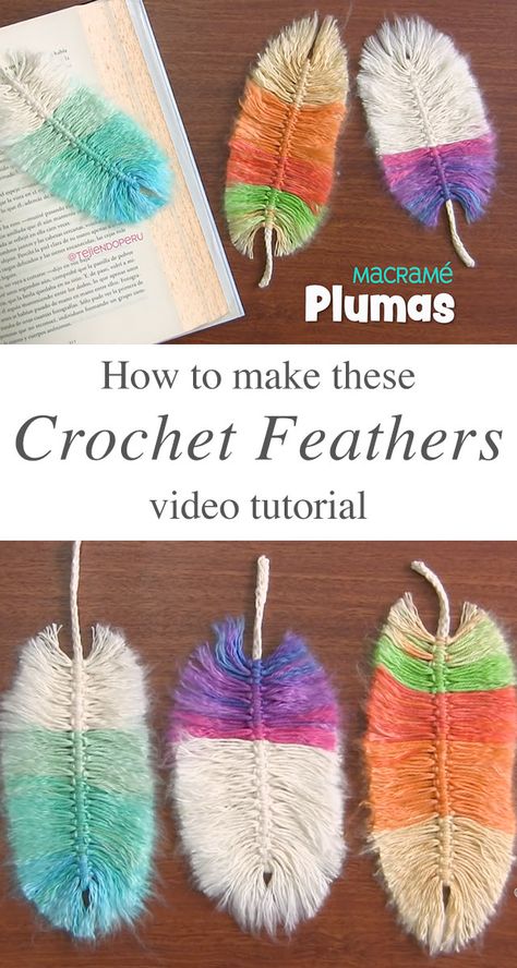 Crochet Feathers | Crochet & Knit by Beja - Free Patterns, Videos + How To Crochet Feather Bookmark, Feather Crochet Pattern Free, Crocheted Feathers Free Pattern, Crochet Feathers Free Pattern Easy, Crochet Feather Pattern, Crocheted Feathers, Feather Crochet Pattern, Crochet Feathers Free Pattern, Crochet Dreamcatcher Pattern Free