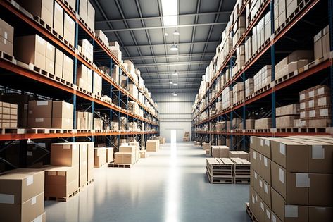 A large clean warehouse with shelfs carb... | Premium Photo #Freepik #photo #warehouse #inventory #warehouse-logistics #storehouse Warehouse Inventory, Warehouse Logistics, Wallpaper Warehouse, Box Icon, Industrial Warehouse, Store Image, Technology Icon, Box Packing, House Vector