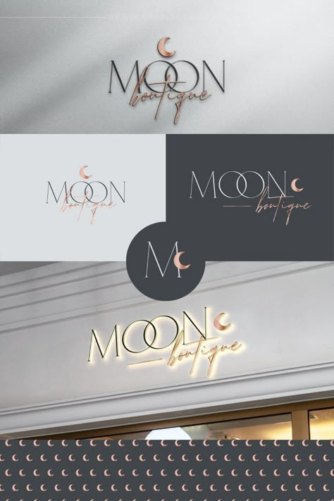 Minimalist logo design Modern Minimalist Fashion, Logo Design Women, Desain Merek, Boutique Branding, Boutique Logo Design, Adobe Photoshop Design, Moon Logo, Logo Branding Design, Logo Design Feminine