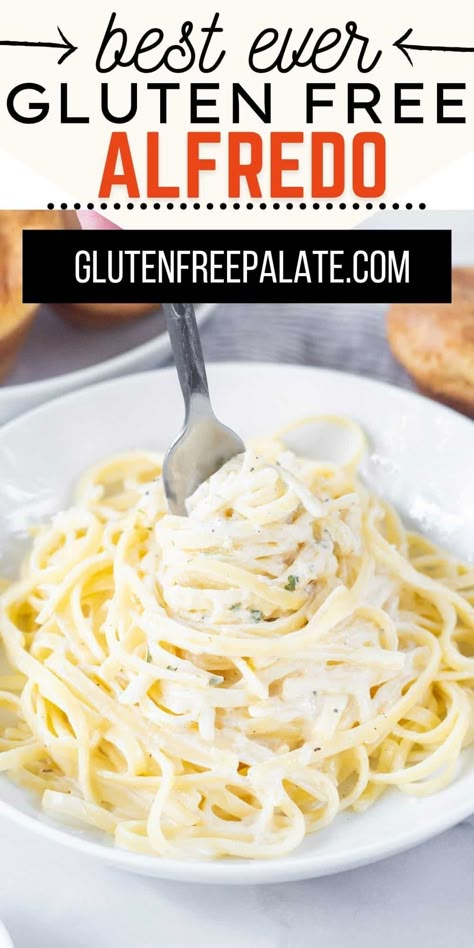 You'll be amazed at how easy it is to make a deliciously rich, homemade, gluten free alfredo sauce from scratch with fresh Parmesan cheese and rich cream and butter. Gluten Free Alfredo Recipes, Gluten Free Alfredo Sauce Easy, Pasta Dishes Gluten Free, Gluten Free Alfredo Pasta, Gluten Free White Sauce Pasta, Gf Alfredo Sauce Recipe, Homemade Gluten Free Alfredo Sauce, Gluten Free Cream Sauce, Gluten Free Linguine Recipes