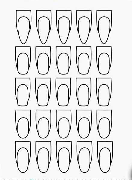 Acrylic Nails Drawing Sketch, Blank Nail Stencil, Nail Design Sheet Blank, Nail Decal Template Free Printable, Design Your Own Nails Template, Brush Knowledge, Nail Design Template, Printable Nail Art Templates, Nail Stencils Templates