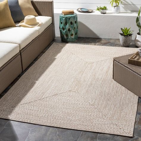 Sand & Stable Leroux Cream Indoor/Outdoor Area Rug & Reviews | Wayfair Cozy Entryway, Screened Room, Farmhouse Area Rugs, Space Rug, Beige Tones, Decor Themes, Surya Rugs, Cream Area Rug, Oval Rugs