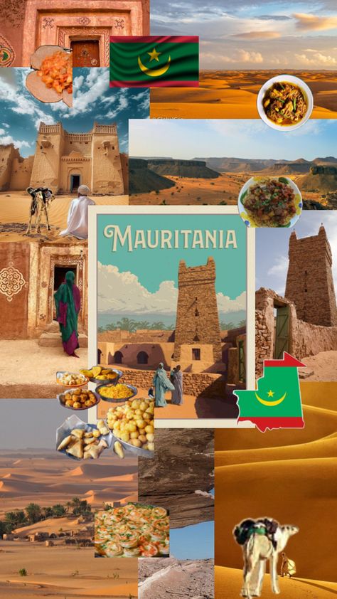 Mauritania Flag, Aesthetic Country, Africa Flag, Travel Collage, Top Places To Travel, Travel Culture, Islamic Republic, Dream Travel Destinations, African Countries