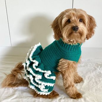 CROCHET PATTERN Lottie and Lulus Christmas Tutu, Crochet Dog Dress, Paw Dress, Crochet Dog Sweater, Crochet Christmas Dress, Handmade Gift, - Etsy Crochet Christmas Dress, Crochet Dog Dress, Crochet Dog Sweater Free Pattern, Dog Sweater Crochet, Crochet Dog Clothes, Dog Sweater Crochet Pattern, Christmas Tutu, Dog Sweater Pattern, Pet Sweaters