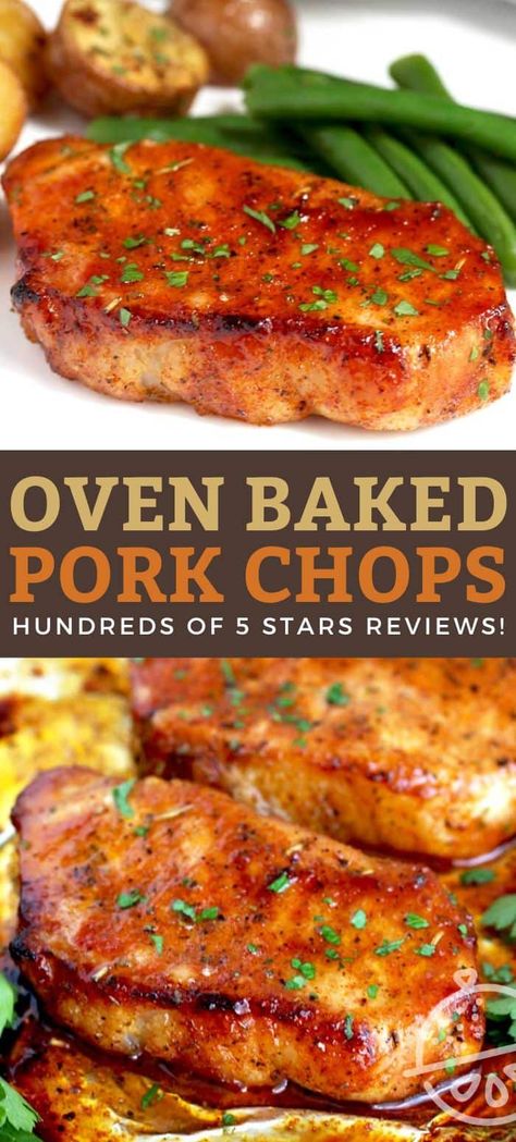 With more than 17 million page views and hundreds of FIVE STARS reviews, this Baked Pork Chops recipe is the best, quick and easy dinner recipe to make when you are craving extra juicy and super tender pork chops. Seasoned with a flavorful spice rub made with simple pantry ingredients, these oven-baked pork chops are ready (and perfect) in 30 minutes! #lemonblossoms Basic Pork Chop Recipe, Roast Pork Chops Oven, Pork Chop Cooking Time Chart, Boneless Pork Chop Recipes In Oven Baking, How To Cook Pork Chops In The Oven, Thick Pork Chops In Oven, Oven Pork Chops Boneless, How To Cook Pork Chops, Healthy Pork Chop Recipes Clean Eating