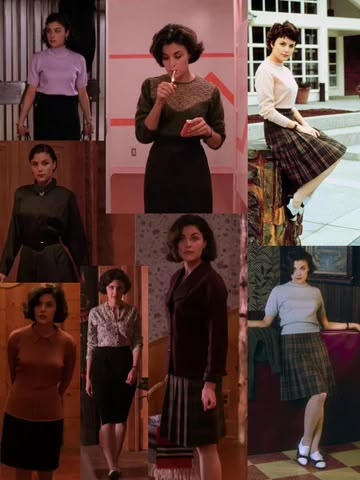 Twin Peaks Inspired Fashion, Twin Peaks Birthday, Audrey Twin Peaks, Boarding School Outfits, Fashion In Movies, Magazine Concept, Twin Peaks Fashion, Twin Peaks Art, Sea Hag