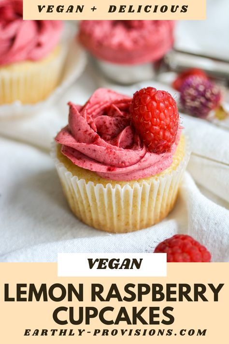 Vegan Raspberry Dessert, Moist Lemon Cupcakes, Vegan Cupcake Recipe, Vegetarian Dessert Recipes, Cupcakes Raspberry, Lemon Raspberry Cupcakes, Vegan Cupcake Recipes, Easy Vegan Desserts, Holiday Dessert Table