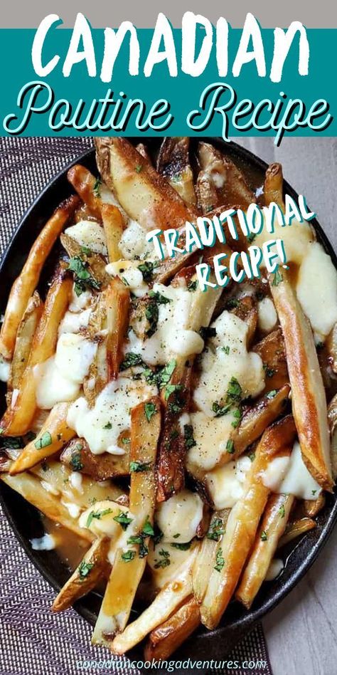 Are you looking for a Traditional Canadian Poutine recipe that has homemade french fries & is smothered in a beef gravy along with white cheese curds? Well then you just found it! French Onion Poutine, Canadian Fries Poutine, Poutine Fries Easy, Dill Pickle Poutine Recipe, Poutine Recipe Beef, Brisket Poutine Recipe, Sweet Potato Poutine, Best Poutine Recipe, Homemade Poutine Gravy