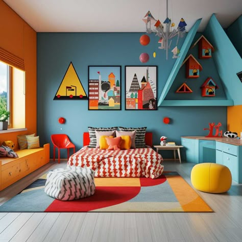 10+ Bright and Bold Ideas for Lively Children's Bedrooms • 333+ Images • [ArtFacade] Kids Bedroom Color Ideas Boys, Montessori Bedroom Colorful, Kids Colourful Bedroom, Primary Color Bedroom Ideas, Children’s Bedroom Colour Ideas, Boys Sensory Bedroom Ideas, Colorful Kids Room Boy, Twin Boy Bedroom Ideas Toddlers, Kids Colorful Bedroom