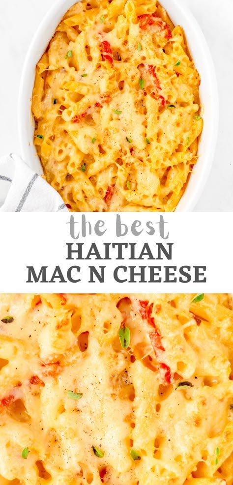 https://damnspicy.com/haitian-mac-and-cheese/ Mac And Cheese Au Gratin, G Garvin Recipes, Creole Macaroni Recipe, Carribean Mac And Cheese, Haitian Dinner Recipes, Macaroni Gratin Haitian, Creole Mac And Cheese, Macaroni Au Gratin Haitian, Easy Caribbean Dinner Recipes