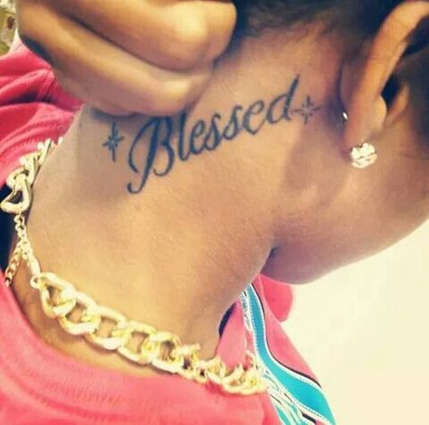 blessed Behind Ear Name Tattoo, Blessed Tattoo Behind Ear, Blessed Tattoos, Next Tattoo Ideas, Piercings Ideas, Neck Tattoos Women, Music Tattoo Designs, Infinity Tattoos, Greek Tattoos