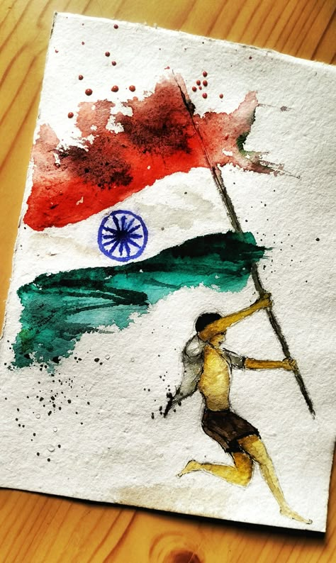 Inpendence Day Painting, Patriotic Paintings India, Painting For 15 August, Patriotism Paintings India, Independence Day Canvas Painting, Indian Flag Painting Ideas, 15 August Painting Ideas, Independence Day Drawing Watercolor, Drawing For Independence Day India