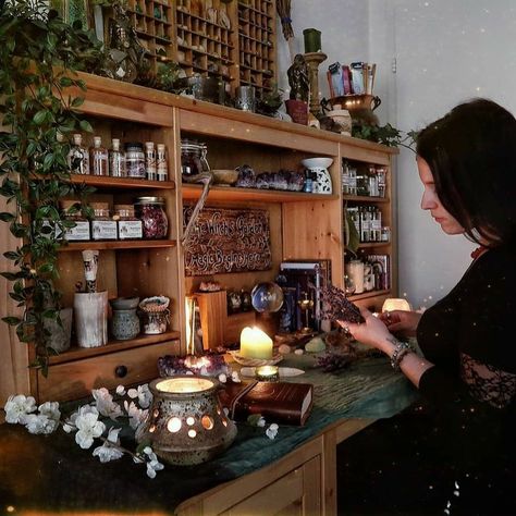 Cabinets In Kitchen, Witch Hut, Witches Cottage, Witchy House, Witchy Kitchen, Apothecary Decor, Witch Room, The Wheel Of The Year, Witch Cottage