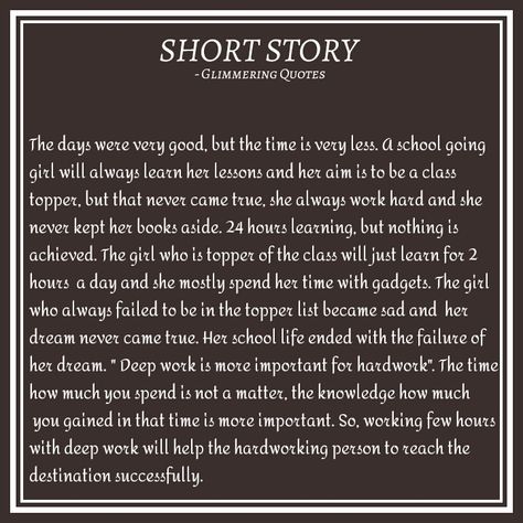 Be a deep worker. #glimmeringquotes #quotes #shortstory #story #stories #getinspired #inspirational #motivational #motivationalwords #inspiringstory Deep Work Book Quotes, Motivating Stories, Motivation Stories, Maa Quotes, Motivational Short Stories, English For Students, Short Moral Stories, Inspirational Short Stories, English Short Stories