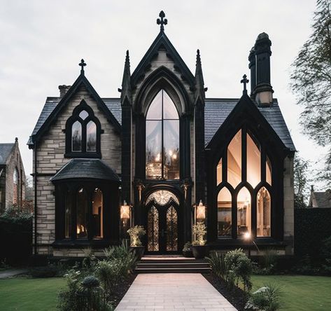 Gothic Lifestyle | Facebook Goth Backyard, Gothic Lifestyle, White Picket Fences, Gothic Homes, Goth Houses, 2025 Moodboard, Picket Fences, Dark Home Decor, Casas The Sims 4