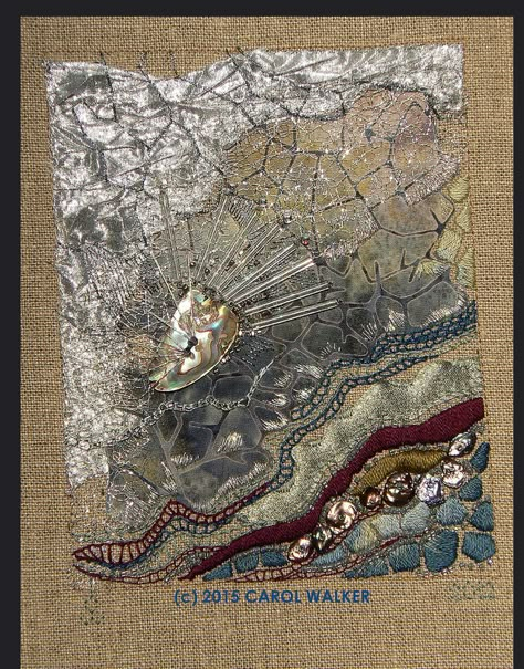 Carol Walker, Mixed Media Textiles, Creative Textiles, Textile Fiber Art, Fibres Textiles, Fibre Art, Bugle Beads, Keshi Pearls, Belgian Linen