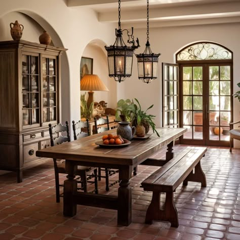 Living Room Decor Spanish Style, Spanish Architecture Hacienda Style Kitchen, California Spanish Style Interior Living Room, Interior Design French Modern, Mediterranean Style Dining Room, Medditeranean Style Kitchen, Italian Farmhouse Interior, Spanish Style Room, Spanish House Interior Hacienda Style