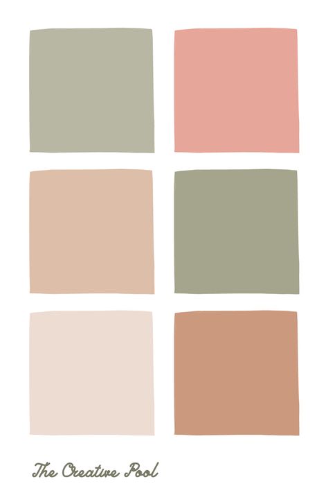 Pastels And Neutrals, Olive Green Colour Pallete, Boho Color Palette Pink, Earth Tones With Pink, Feminine Neutral Aesthetic, Color Palette Blush Pink, Cream Pink Color Palette, Neutral Pastel Color Palette Bedroom, Beige Room Color Palette