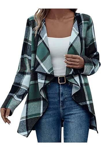 Amazon.co.uk : SheIn Women's Lapel Collar Coat Long Sleeve Plaid Blazer Outerwear X-Small Plaid Grey Plaid Shirts For Women, Fall Coats For Women, Flannel Jacket Women's, Cute Fall Outfits For Women, Shacket Women, Womens Winter Jackets, Shacket Plaid, Cropped Shacket, Amazon Fall Fashion