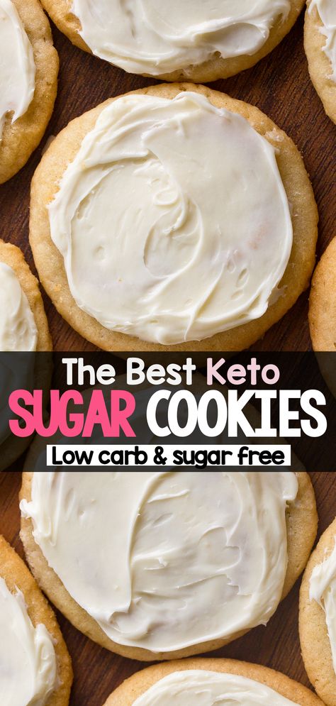 The Best Keto Sugar Cookies With Icing No Carb Cookies Recipe, Keto Cookie Icing, No Almond Flour Keto Recipes, Low Carb Butter Cookies, Sugar Free No Carb Desserts, Thm Sugar Cookies, Keto Cookies Chocolate Chip, Sugar Free Flour Free Recipes, Keto Friendly Sweets