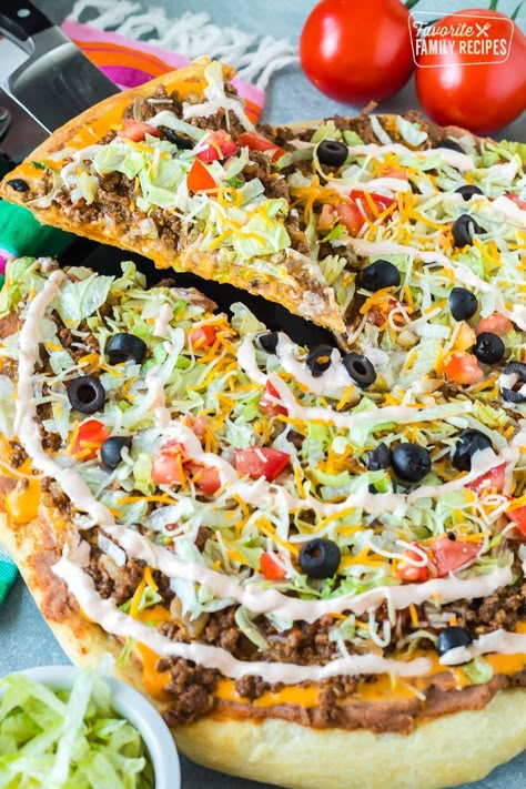 Diy Taco Pizza, Meat Lovers Pizza Tacos, Taco Pizza With Pizza Crust, Taco Pizza Sauce, Mexican Flatbread Pizza, Nacho Pie, Taco Twist, Homemade Taco Pizza, Taco Pizza Recipe