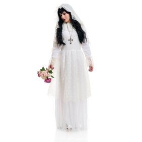 UA8352XXL Morris Costumes Lovely Lady Bug 1X-2X,16-18 - Walmart.com - Walmart.com Ghost Bride Costume, White Long Gown, Corpse Bride Costume, Dead Bride, Ghost Bride, Fancy Dress Halloween Costumes, Creepy Costumes, Vintage Ghost, Horror Costume