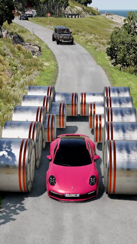 BeamNG.drive Giant Bollard Crush Cars vs 10 Bollards Parenting