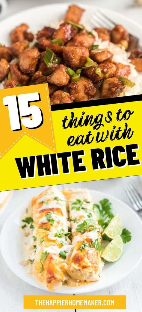 Lunch Ideas With White Rice, What To Put On White Rice, Dishes Served Over Rice, Food To Eat With White Rice, Food With White Rice, Meals To Make With White Rice, White Rice Add Ins, Dinners Over Rice, Best Rice Dishes