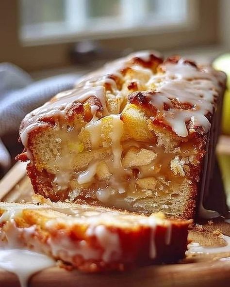 Paula Deen Group | Country Apple Fritter Bread 😍 | Facebook Apple Fritters Cake Recipe, Recipes Tower, Fritter Bread Recipe, Apple Fritter Bread Recipe, Apple Fritters Bread Recipe, Country Apple Fritter Bread, Optimal Recipes, Apple Cinnamon Loaf, Bread Blueberry