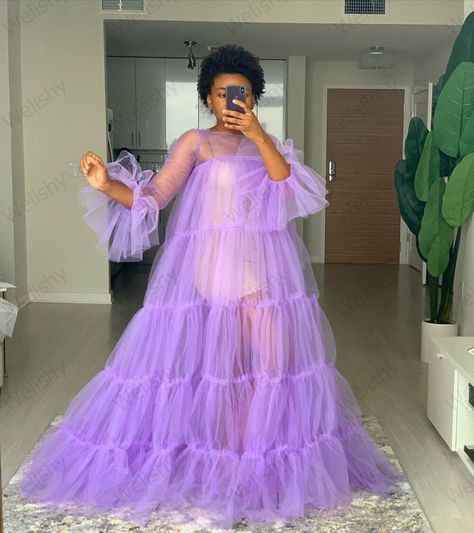 Lavender Women Puffy Sleeve Tulle Dresses Long Sleeve Sheer Tulle Dress Plus Size Women Maxi Wear Birthday Party Gown Custom|Dresses| - AliExpress Plus Size Puffy Dress, Tulle Dress For Plus Size, Maxi Tulle Dress, Plus Size Lavender Outfits, Plus Size Sheer Dress, Purple Puff Dress, Dress For Birthday Photoshoot, Plus Size Tulle Dress, Puffy Tulle Dress