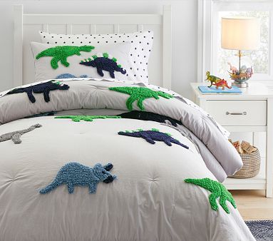 Candlewick Dino Comforter & Shams | Pottery Barn Kids Boy Dinosaur Bedding, Big Boy Dinosaur Bedroom, Dinosaur Bedroom Toddler, Dino Room Kids Boys, Toddler Boy Dinosaur Room, Toddler Boy Room Dinosaur, Dino Toddler Room, Dino Bedroom Ideas, Big Boy Bedrooms Toddler