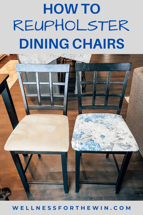 Kitchen Chairs Diy, Dining Room Chairs Diy, Reupholster Chair Diy, Reupholster Dining Room Chairs, Upholstered Chairs Diy, Refurbished Chairs, Chair Reupholstery, Dining Chairs Diy, Diy Furniture Upholstery