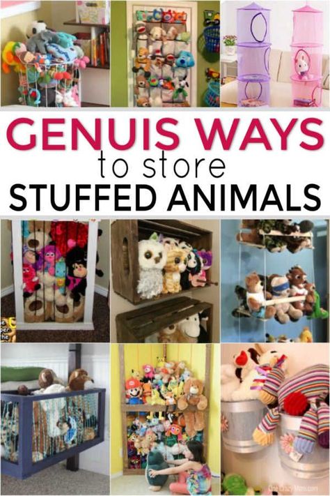 You are going to love these great genius organization ideas on how to store stuffed animals in your kid’s room. These are great long term solutions for stuffed animal storage that are cute too! Great DIY ideas for storage solutions for all your stuffed animals. #onecrazymom #storageideas #storagesolutions #stuffedanimals #storagehacks #organizationalhacks Stuffed Animal Closet Storage, What To Do With Lots Of Stuffed Animals, Storage For Stuffed Animals Diy, Storage For Stuffed Animals Organizing, Stuffed Toy Organization, Storage Solutions For Stuffed Animals, Cute Stuffed Animal Storage Ideas, Stuff Toy Storage Ideas, Best Stuffed Animal Storage