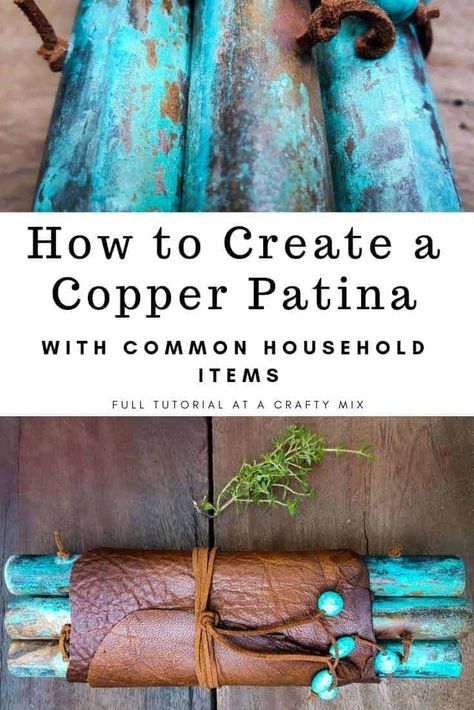 Add some rustic goodness to your kitchen with this easy DIY leather and patina copper trivet. Step-by-step tutorial with lots of photos! Includes instructions on how to patina copper with common household items. #coppertrivet #rustictrivet @copperpatinaDIY How To Patina Copper, Leather Trivet, Patina Diy, Trivets Diy, Patina Paint, Patina Metal, Patina Copper, Copper Decor, Copper Diy